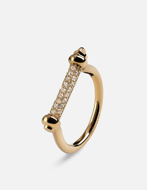 Miansai Rings Thin Screw Cuff Ring, 14k Gold Pavé Bar