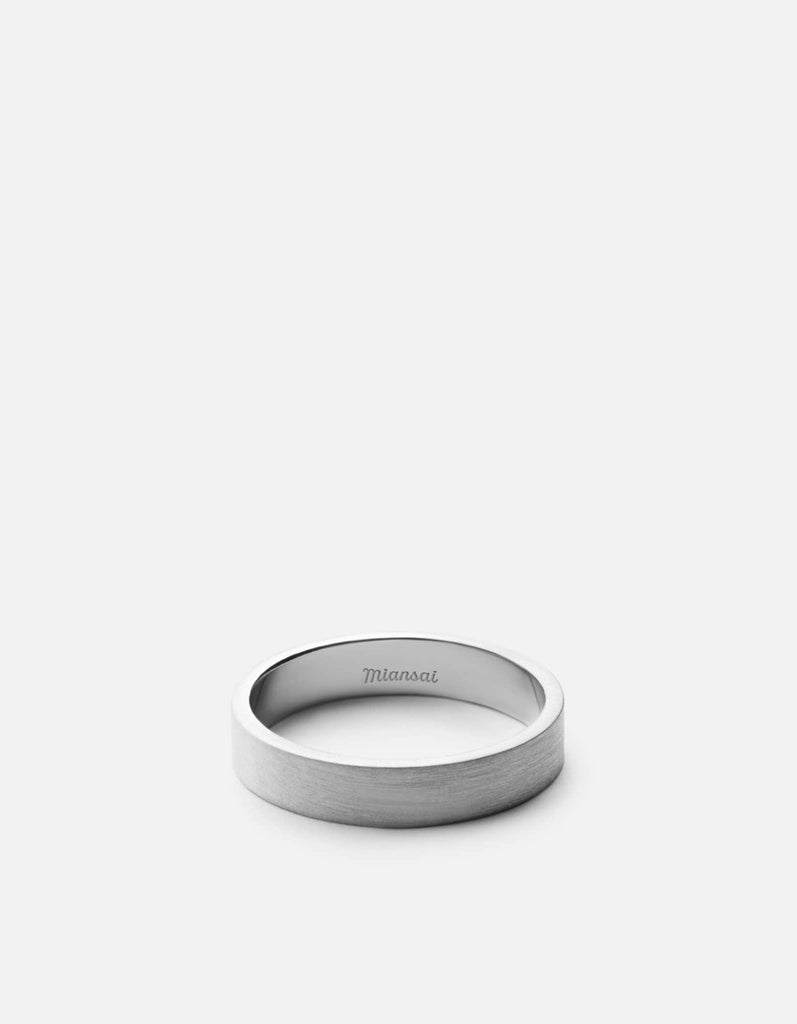 Miansai Rings 4mm Silver Band, Matte Silver Matte Silver / 10 / Monogram: No