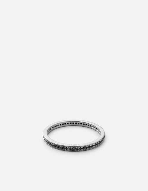 Miansai Rings Eclipse Band Ring, Matte Silver/Black Diamonds