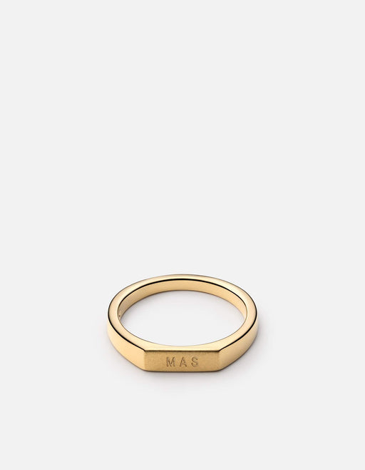 Miansai Rings Thin Geo Ring, Gold Polished 14k Gold / 10 / Monogram: Yes