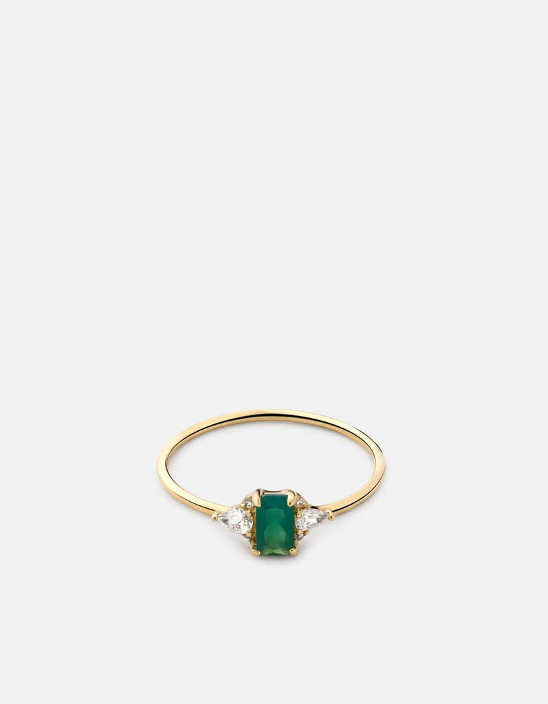 Miansai Rings Selene Chalcedony Ring, 14k Gold Pavé Green / 5