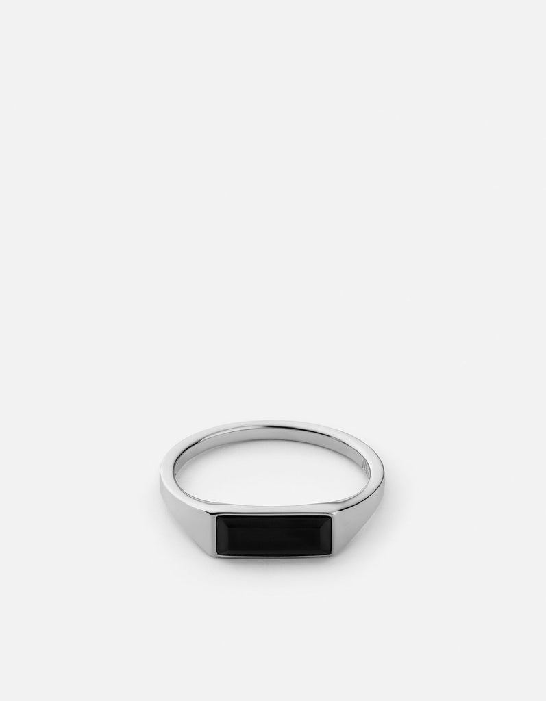Miansai Rings Thin Lennox Onyx Ring, Sterling Silver Black / 8