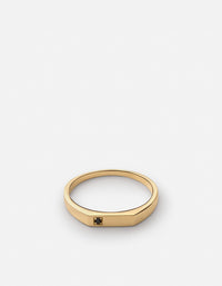 Miansai Rings Thin Geo Black Diamond Ring, Gold Vermeil Black / 8