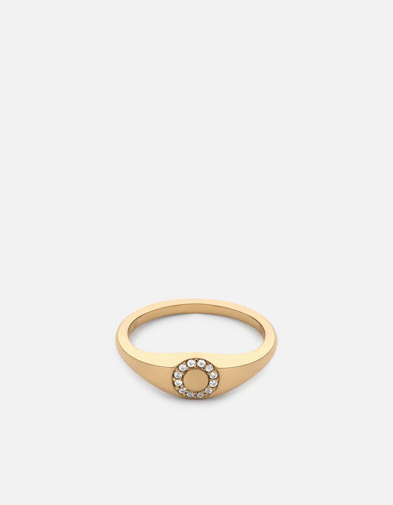 Miansai Rings Thin Halo Signet Ring, Gold Vermeil/Sapphire Polished Gold/White Sapphire / 5