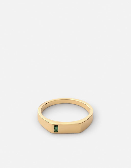 Miansai Rings Valor Quartz Signet Ring, Gold Vermeil Green / 8