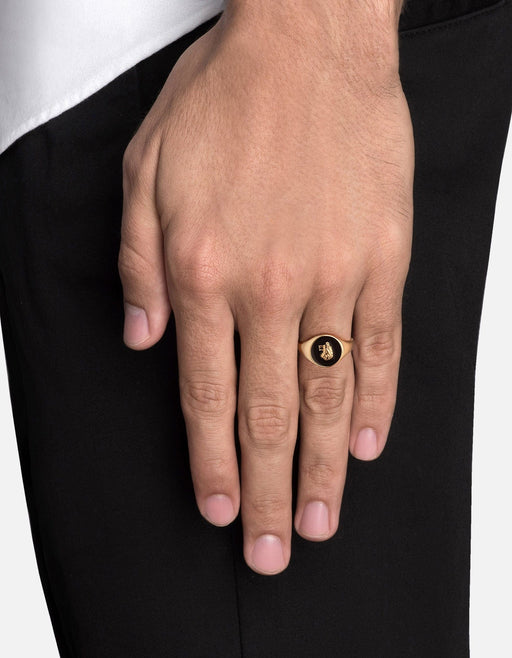 Miansai Rings Skoll Ring, Gold Vermeil/Black
