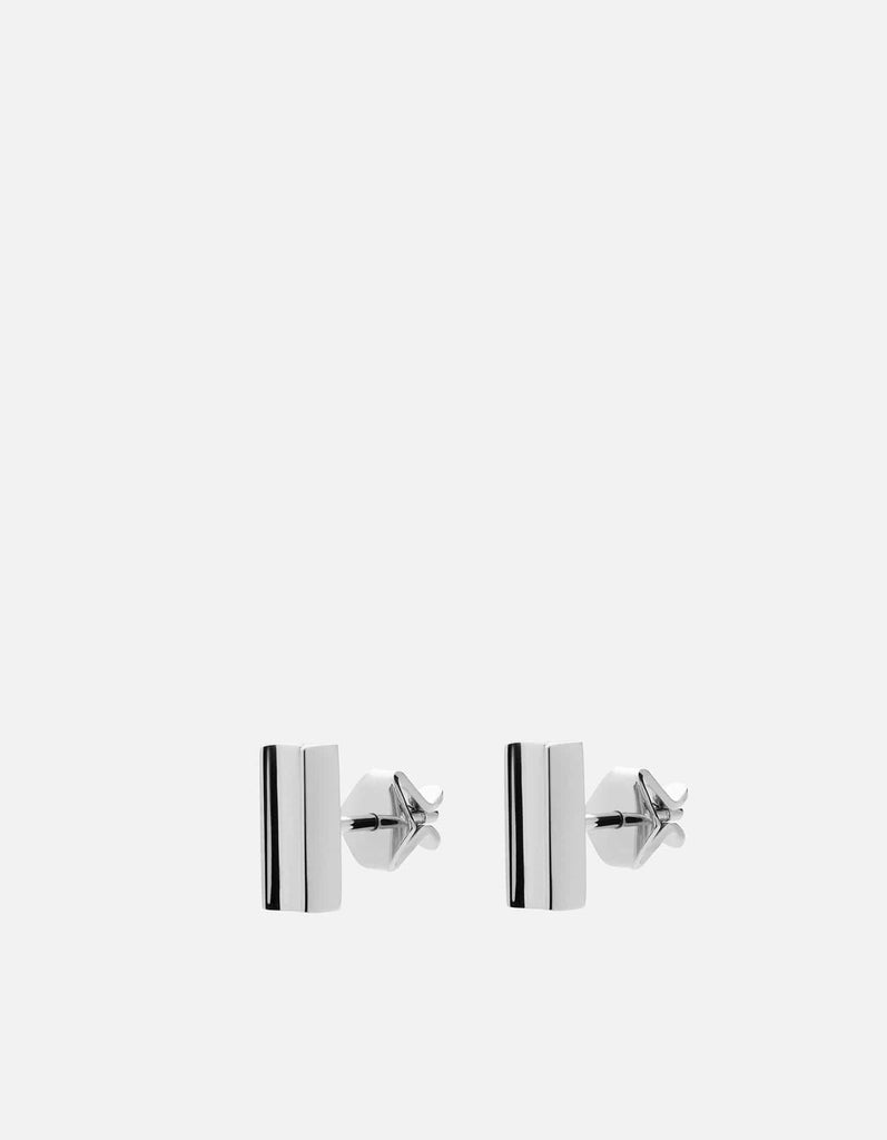 Miansai Earrings I-Beam Studs, Sterling Silver Polished Silver / Pair