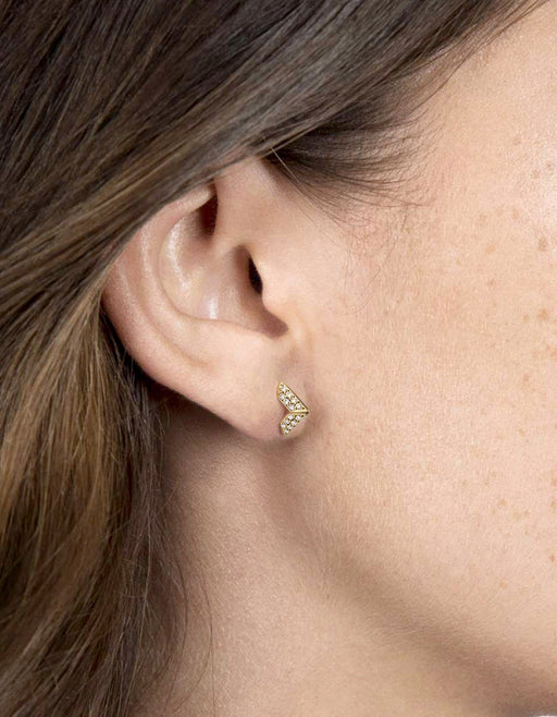 Miansai Earrings Angular Studs, 14k Gold Pavé Polished Gold/Pave / Pair