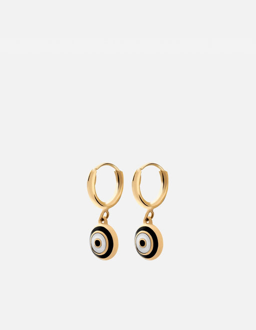 Miansai Earrings Ojos Huggie Earrings, Gold Vermeil/Black Black/Pair
