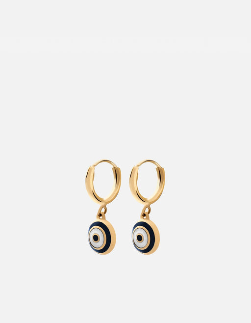 Miansai Earrings Ojos Huggie Earrings, Gold Vermeil/Black Blue/Pair