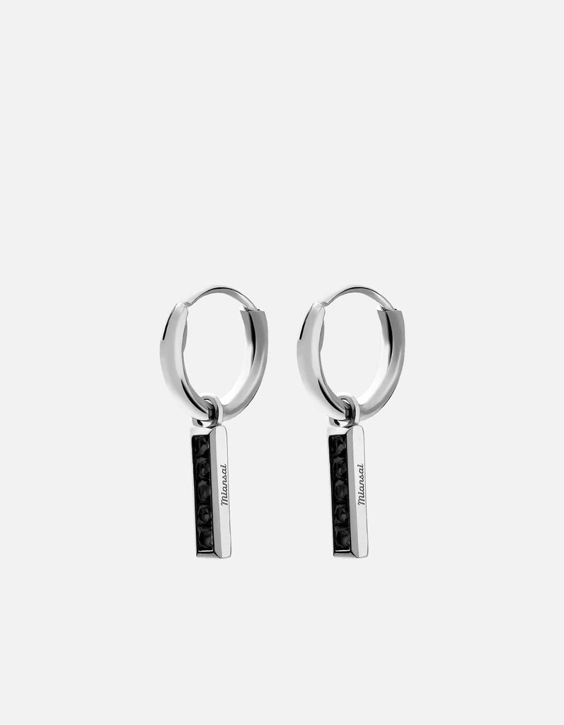 Miansai Earrings Totem Onyx Huggie Earrings, Sterling Silver Black / Pair