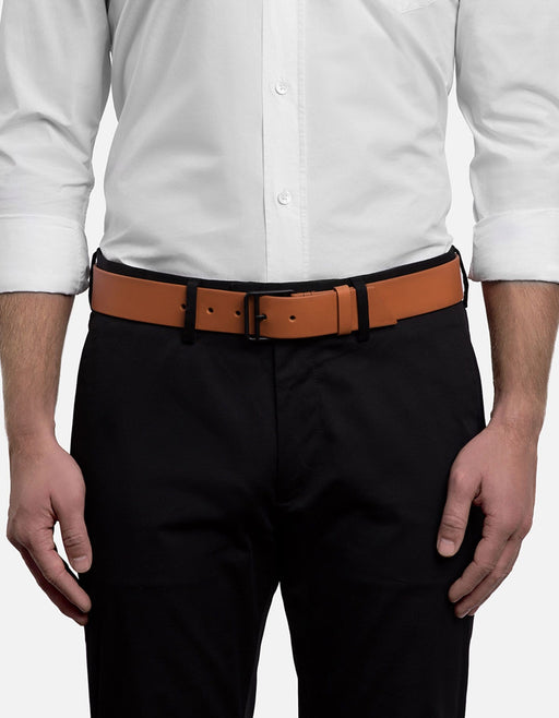 Miansai Belts Vintage Cognac Leather Belt, Noir Buckle