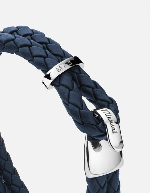 Miansai Bracelets Beacon Leather, Sterling Silver Navy Blue / M / Monogram: Yes