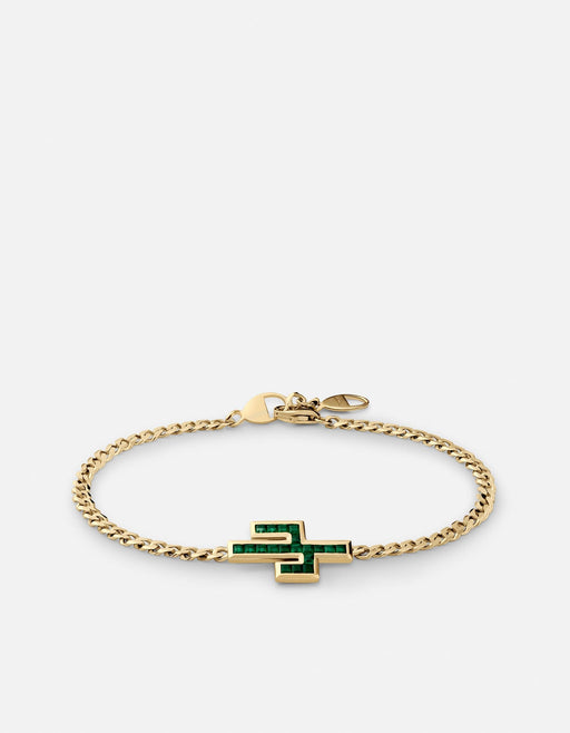 Miansai Bracelets Cactus Onyx Chain Bracelet, Gold Vermeil Green / S
