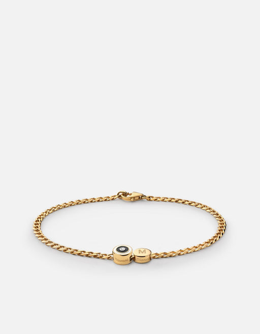 Miansai Bracelets Opus Sapphire Type Chain Bracelet, Gold Vermeil/Black 1 Letter / Black / S / Monogram: Yes