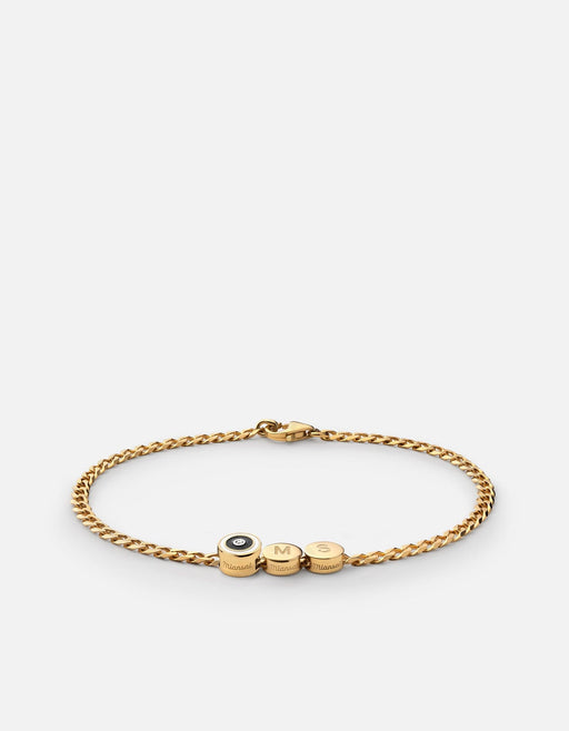 Miansai Bracelets Opus Sapphire Type Chain Bracelet, Gold Vermeil/Black 2 Letters / Black / S / Monogram: Yes