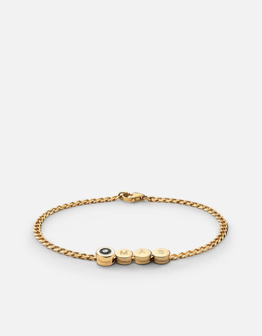 Miansai Bracelets Opus Sapphire Type Chain Bracelet, Gold Vermeil/Black 3 Letters / Black / S / Monogram: Yes
