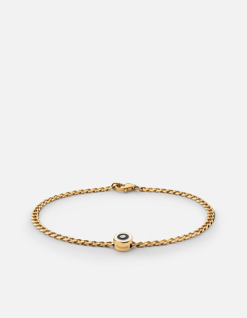 Miansai Bracelets Opus Sapphire Type Chain Bracelet, Gold Vermeil/Black No Letter / Black / S / Monogram: No