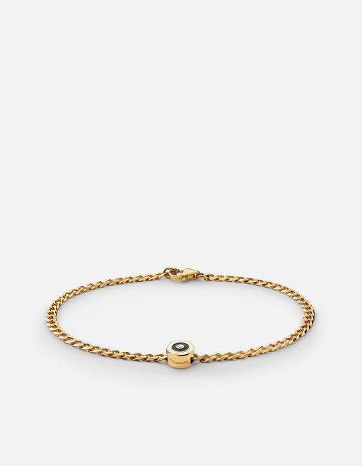 Miansai Bracelets Opus Sapphire Type Chain Bracelet, Gold Vermeil/Black No Letter / Black / S / Monogram: No