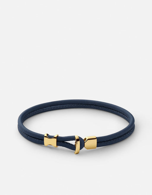Miansai Bracelets Orson Loop Leather Bracelet, Gold Vermeil Navy Blue / M