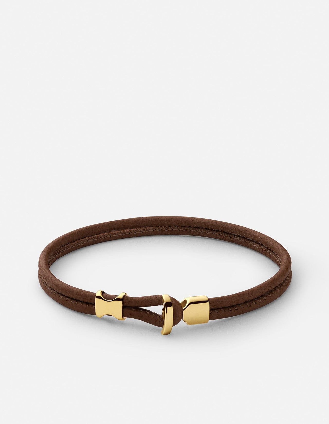 Miansai Men's Orson Loop Leather Bracelet, Gold Vermeil, Size L