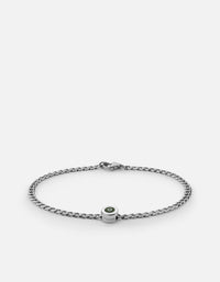 Miansai Bracelets Opus Chalcedony Type Chain Bracelet, Sterling Silver No Letter / Green / S / Monogram: No