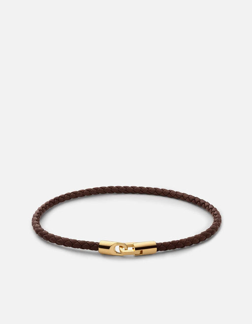 Miansai Bracelets Cruz Leather Bracelet, Gold Vermeil Brown / S