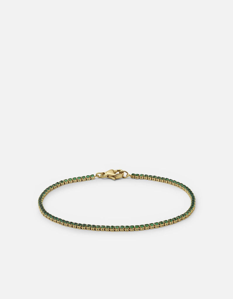 Miansai Bracelets Mirai Micro Tennis Bracelet, Gold Vermeil/Emeralds Green / S