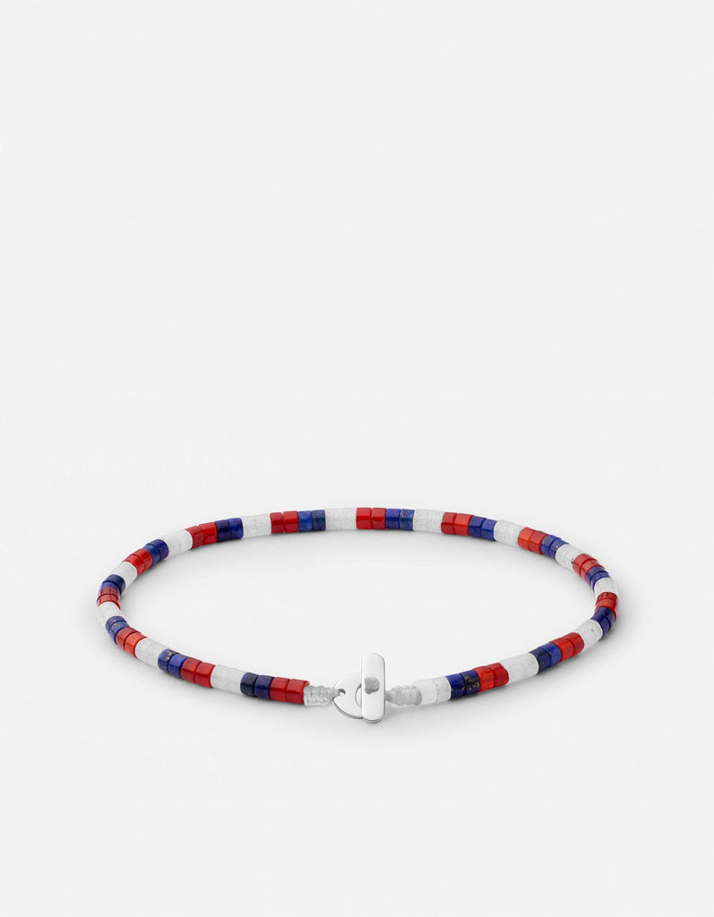Miansai Bracelets Kai Beaded Bracelet, Sterling Silver / Red/White/Blue Red/White/Blue / M