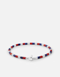 Miansai Bracelets Kai Beaded Bracelet, Sterling Silver / Red/White/Blue Red/White/Blue / M