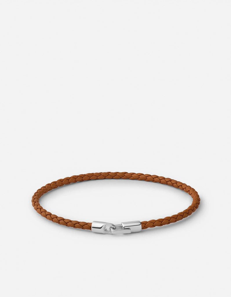 Miansai Bracelets Cruz Leather Bracelet, Sterling Silver / Cognac Cognac / S