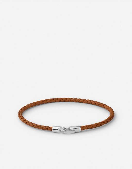 Miansai Bracelets Cruz Leather Bracelet, Sterling Silver / Cognac Cognac / S