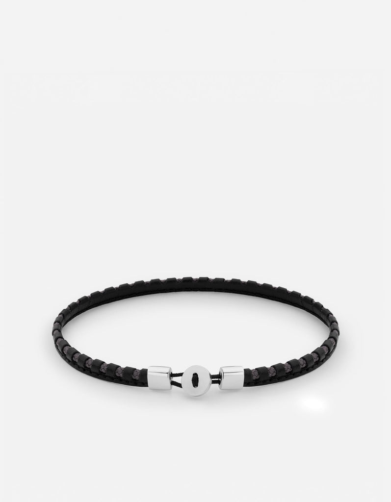 Miansai Bracelets Nexus Fusion Leather Bracelet, Sterling Silver / Black Black/Navy / M