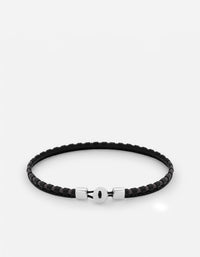 Miansai Bracelets Nexus Fusion Leather Bracelet, Sterling Silver / Black Black/Navy / M