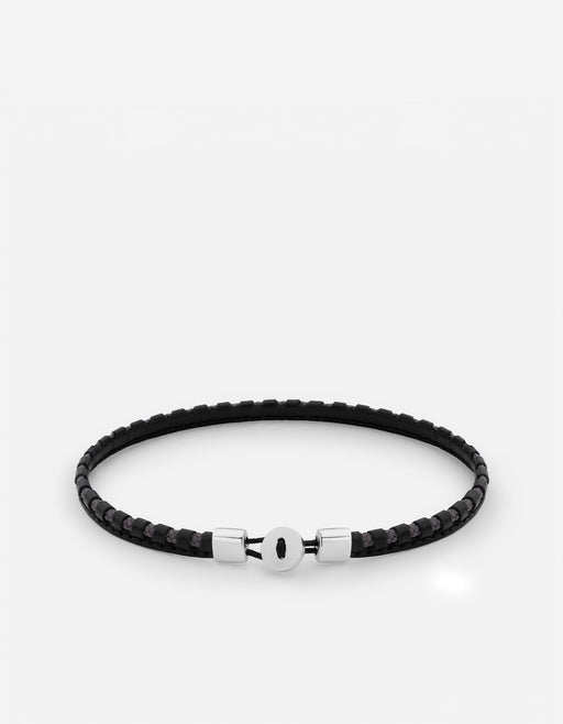 Miansai Bracelets Nexus Fusion Leather Bracelet, Sterling Silver / Black Black/Navy / M