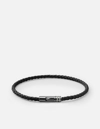 Miansai Bracelets Juno Leather Bracelet, Polished Black Rhodium Solid Black / S