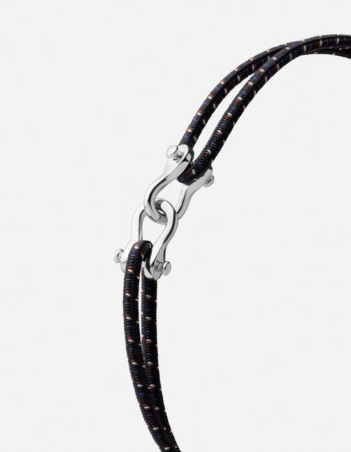 Miansai black bungee bracelet with brown tracers and polished silver-tone screw cuff closure detail