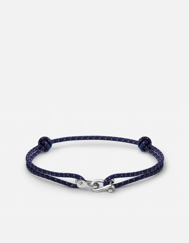 Miansai Bracelets Screw Cuff Bungee Bracelet, Silver Tone / Navy/Brown Navy/Brown / O/S