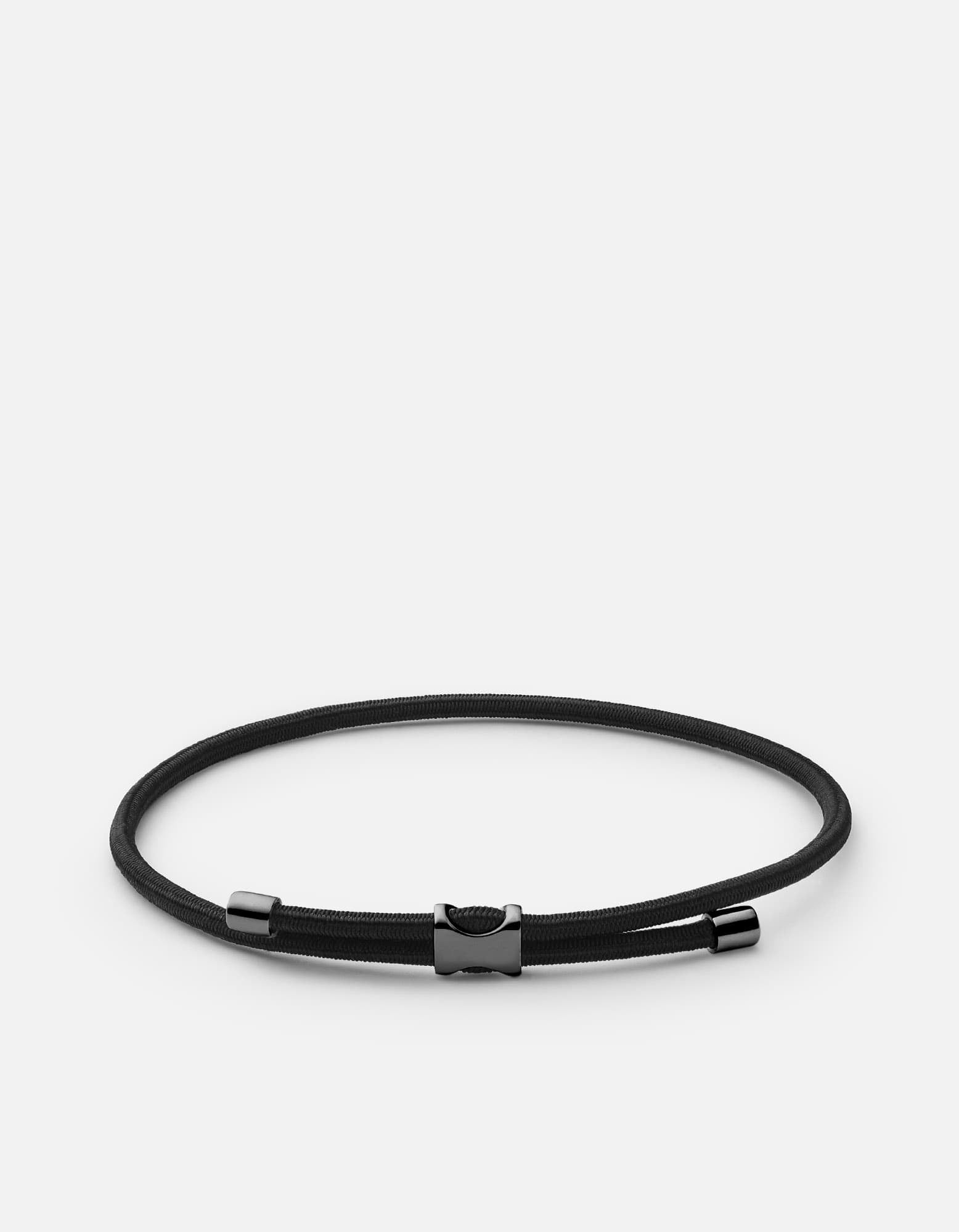 Orson Pull Bungee Rope Bracelet, Black Rhodium / Solid Black