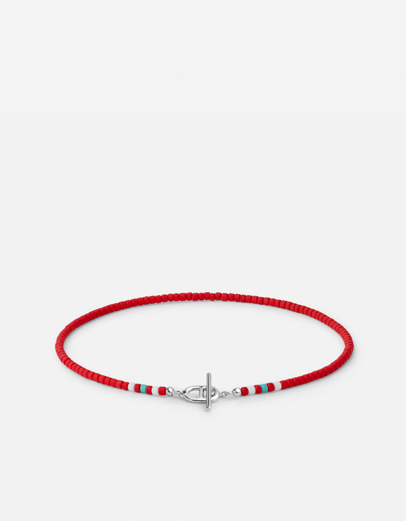 Miansai Bracelets Avi Bead Bracelet, Sterling Silver / Red Red / M