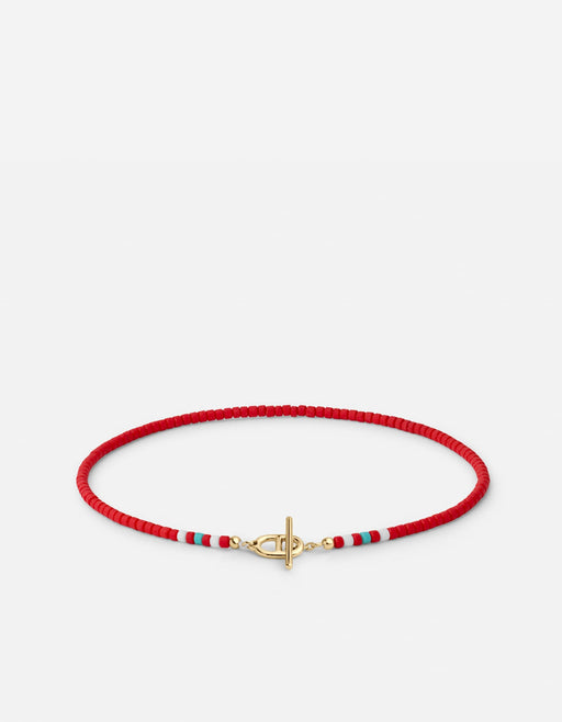 Miansai Bracelets Avi Bead Bracelet, Gold Vermeil / Red Red / S