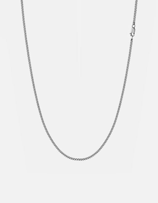 Miansai Necklaces 2mm Cuban Chain Necklace, Oxidized Silver