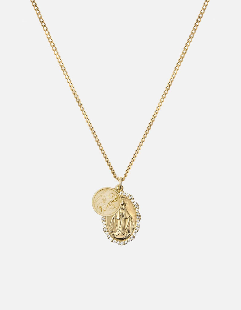 Miansai Necklaces Mini Saints Necklace, Gold Vermeil/Sapphire Polished Gold Vermeil/White Sapphire / 18 in.