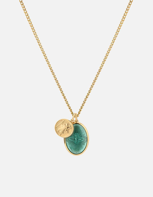 Miansai Necklaces Mini Dove Necklace, Gold/Teal 14k gold/teal / 24 in. / Monogram: No