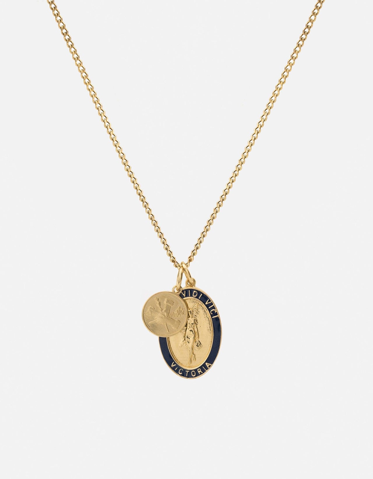 Victoria Pendant Necklace/Navy, Gold Vermeil, Polished Men's