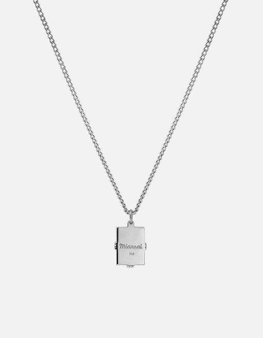 Miansai Lennox pendant necklace in sterling silver with a rectangular black onyx stone on a fine chain