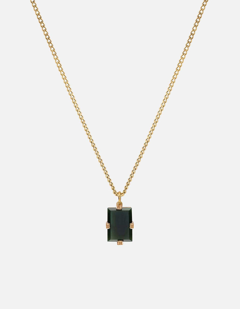 Miansai Necklaces Lennox Green Agate Necklace, Gold Vermeil Green / 18 in. / Monogram: No