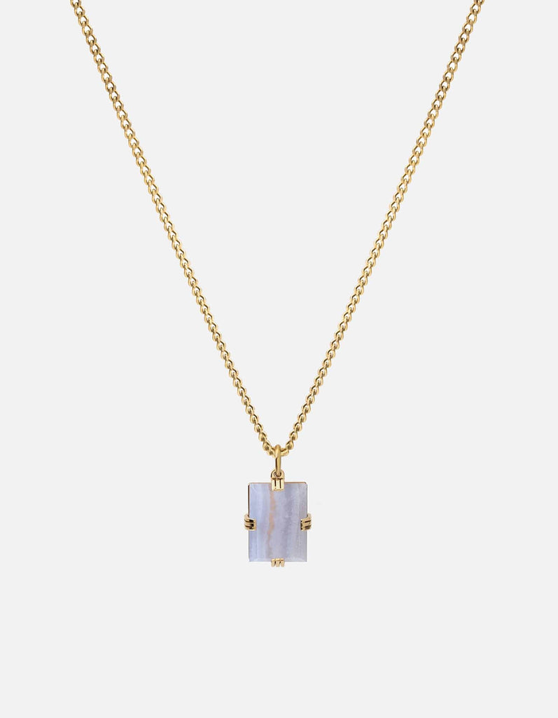 Miansai Necklaces Lennox White Agate Necklace, Gold Vermeil White / 18 in. / Monogram: No