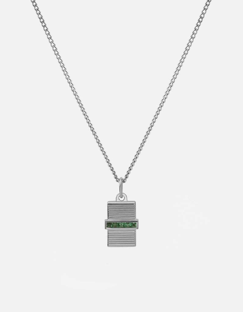 Miansai Necklaces Vault Necklace, Sterling Silver/Emeralds Green / 24 in. / Monogram: No