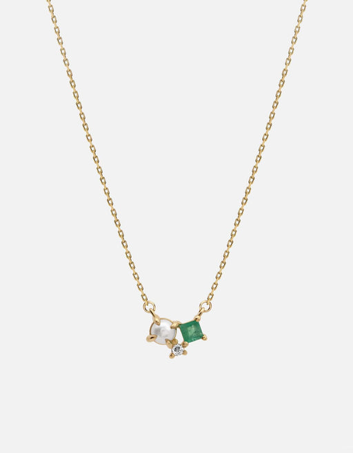 Miansai Necklaces Soraia Pearl Necklace, 14k Gold Pavé/Chalcedony Green / 16-18 in.